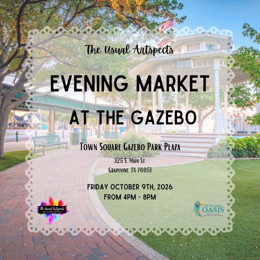 event flyer for evening market at the gazebo, details at link