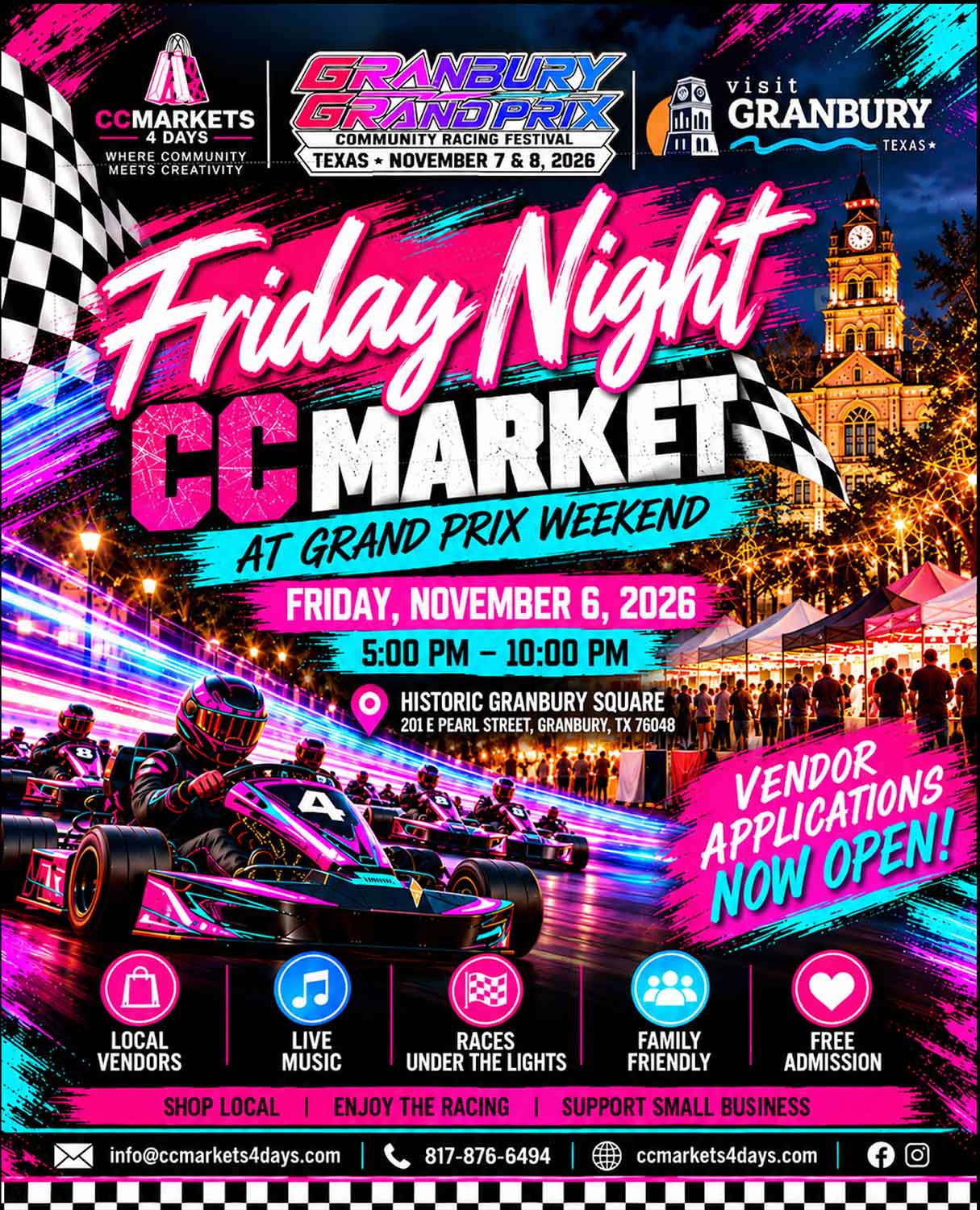 event flyer for friday night cc market, details at link