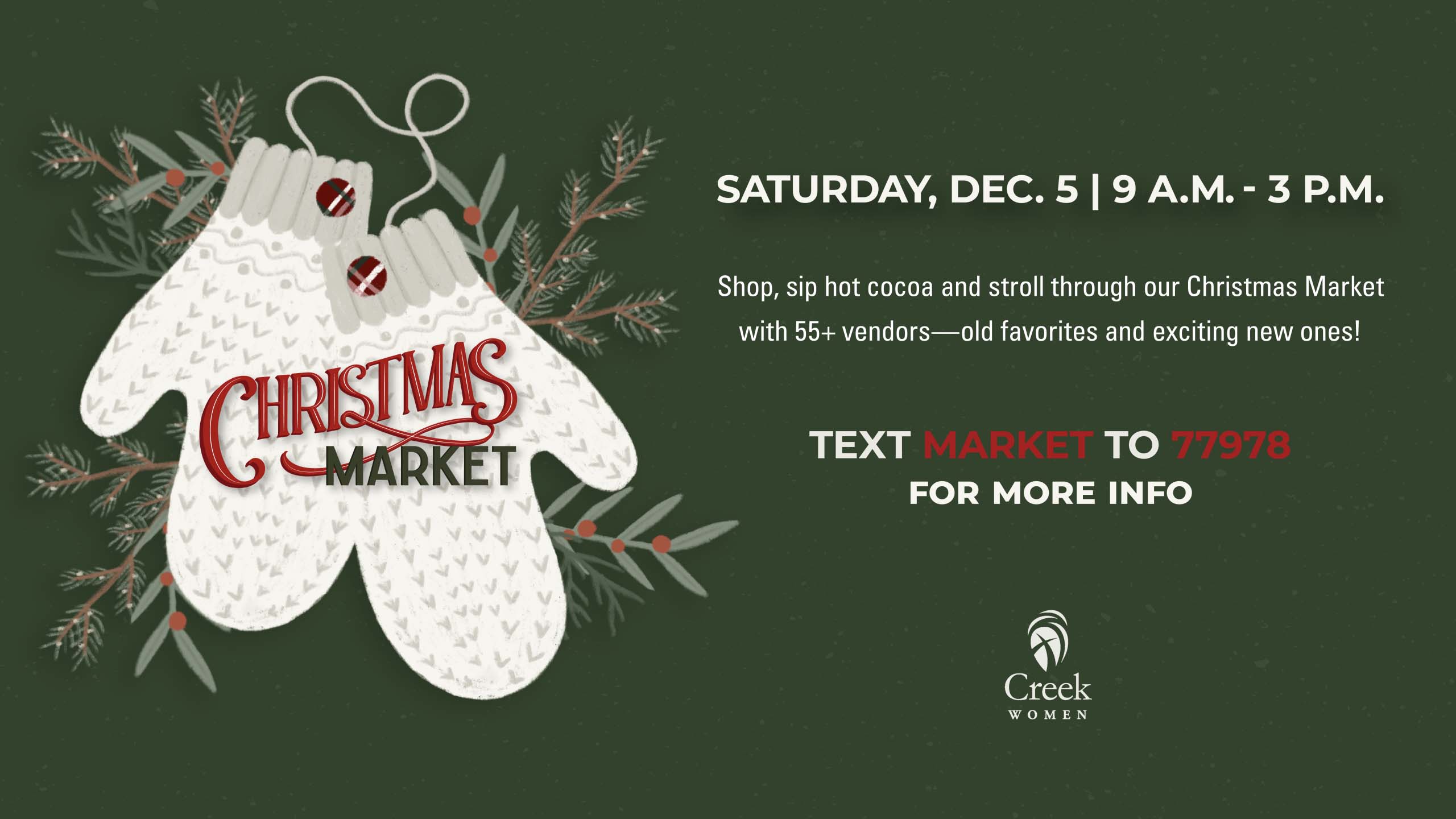 event flyer for cottonwood creek christmas market, details at link