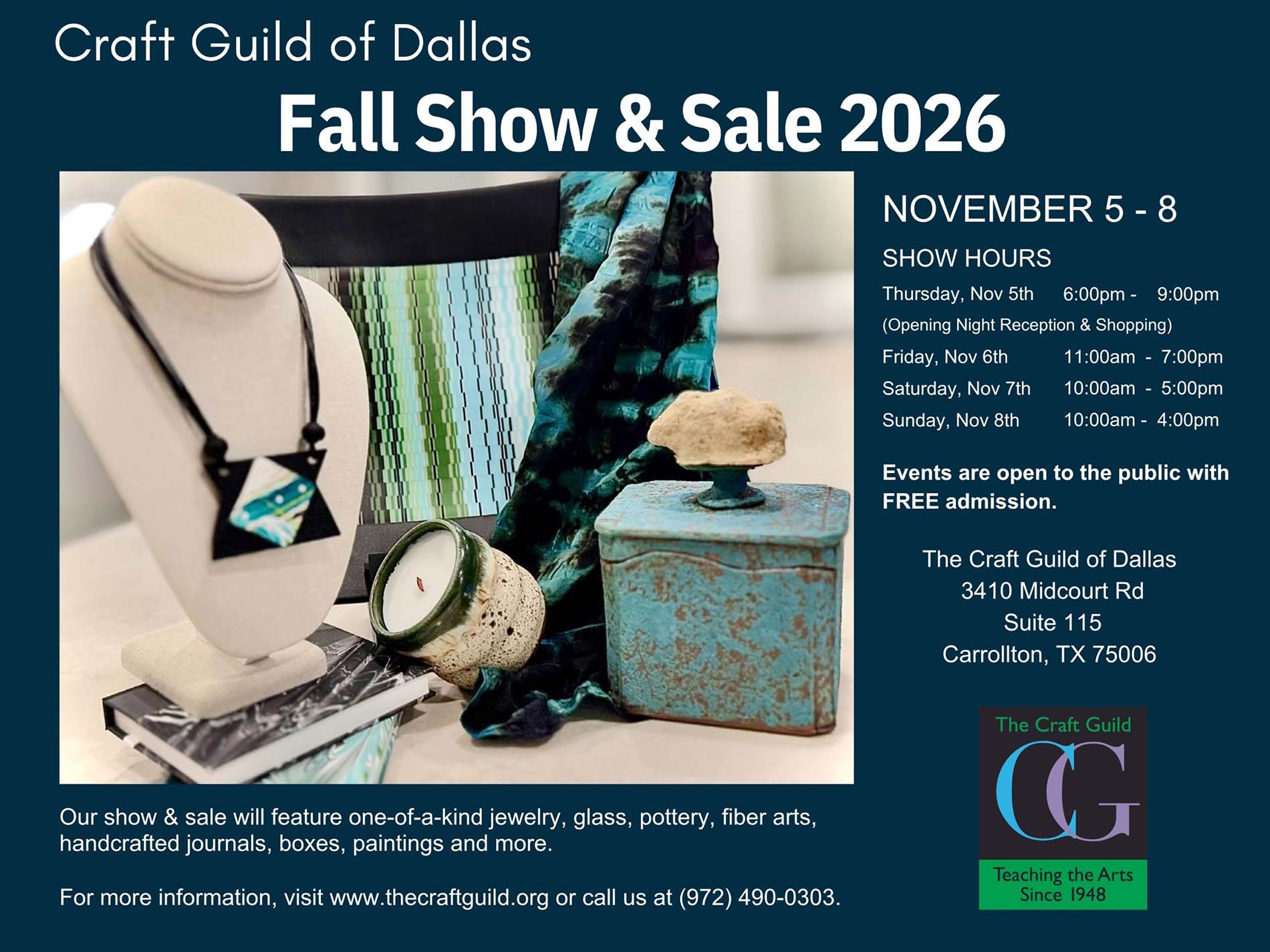 event flyer for the craft guild of dallas fall show, details at link