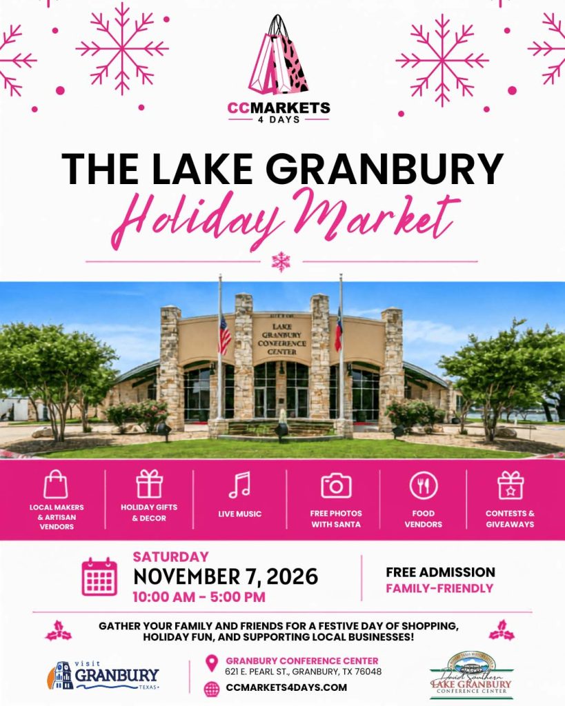 event flyer for lake granbury holiday market, details at link